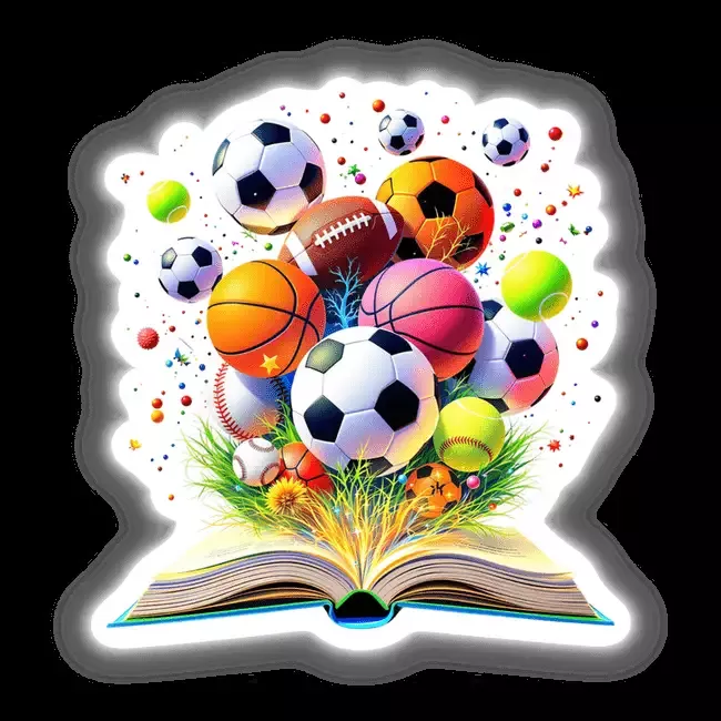 Vibrant Sports Ball Explosion Emerging from an Open Book