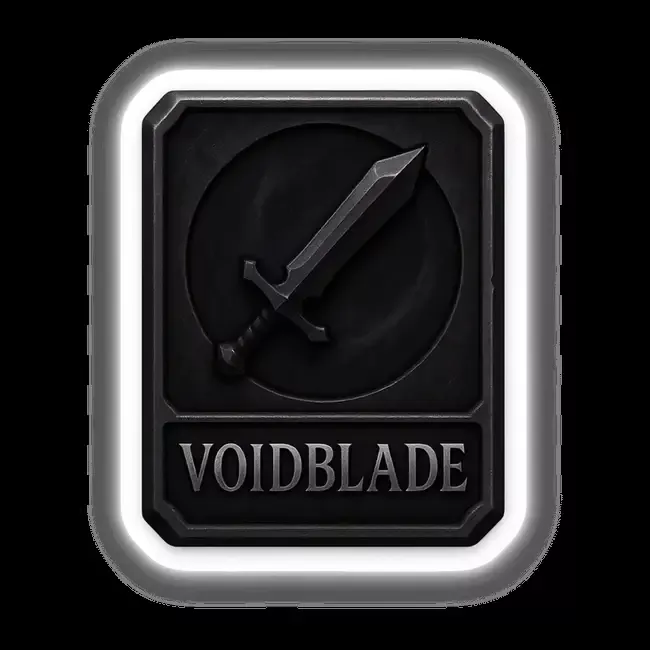 Voidblade – RPG-Style Skill Badge (Dark Silver Shadow Sword Emblem)