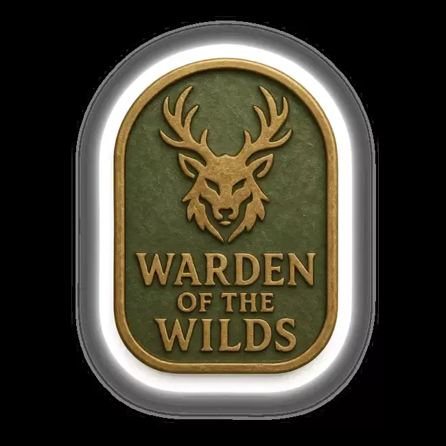 Warden of the Wilds – RPG-Style Skill Badge (Gold & Green Forest Emblem)