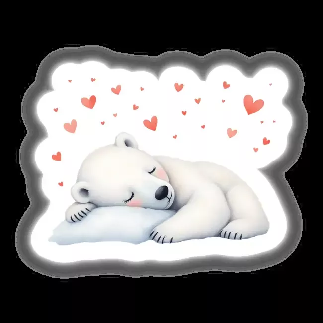 Watercolor Sleeping Polar Bear with Hearts