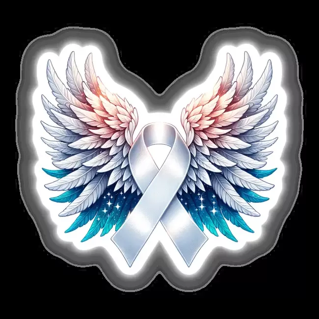 White Awareness Ribbon with Wings