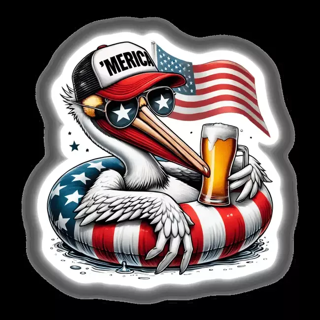 White Pelican American Flag Float Merica