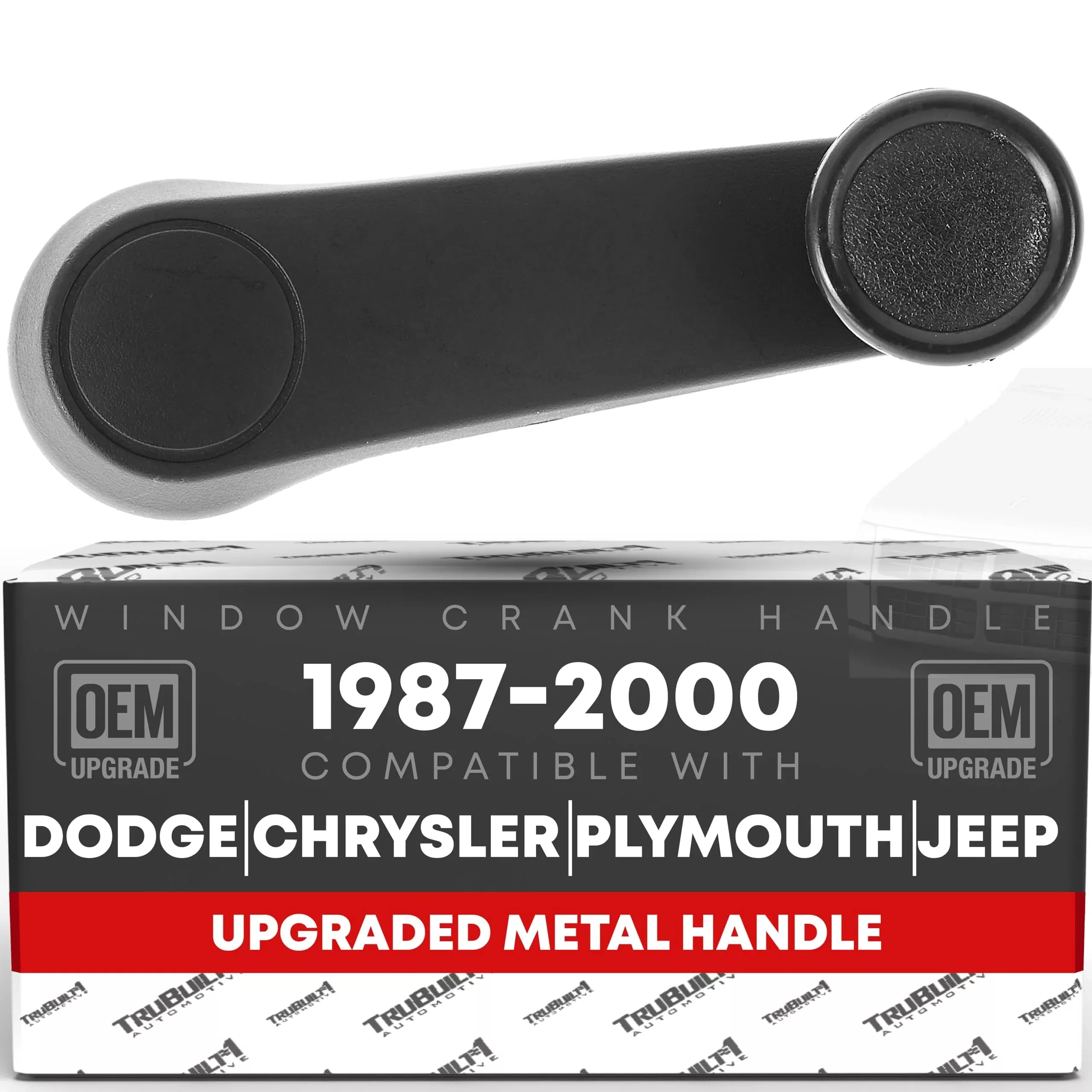 Window Crank Handle, Driver/Passenger, Upgraded metal - Compatible with 1995-1997 Dodge RAM 1500, 2500, 3500, 91-95 Dodge Caravan, 92-97 Dodge B150, B250, B350, B1500, B2500, B3500 - OEM 4415820-Meta