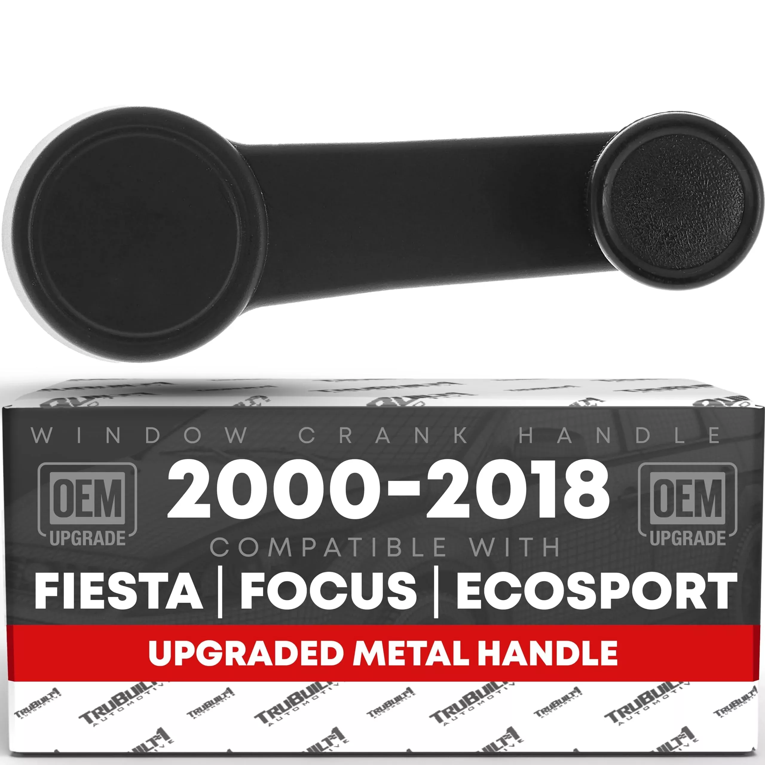 Window Crank Handle Upgraded Metal, Left/Right - Compatible with 2005-2012 Ford EcoSport, 03-16 Ford Fiesta, 16-18 Ford Figo, 00-18 Ford Focus - Black - OEM 8S4Z-5423342-AB-MT, 2M55A23342AA3YY, 83276