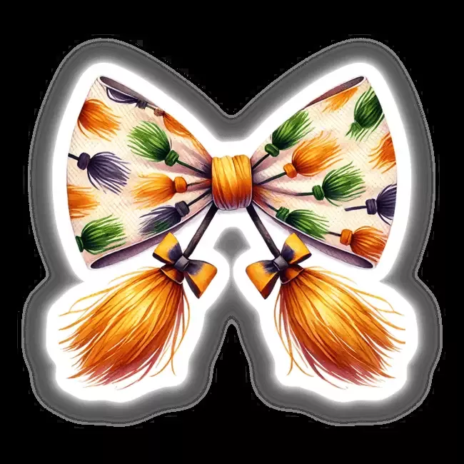 Witch Broom Pattern Coquette Bow