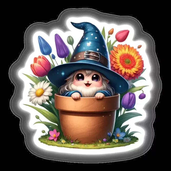 Wizard Peeking Out of Flower Pot