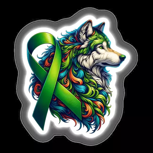 Wolf Green Ribbon Kidney Cancer Awareness