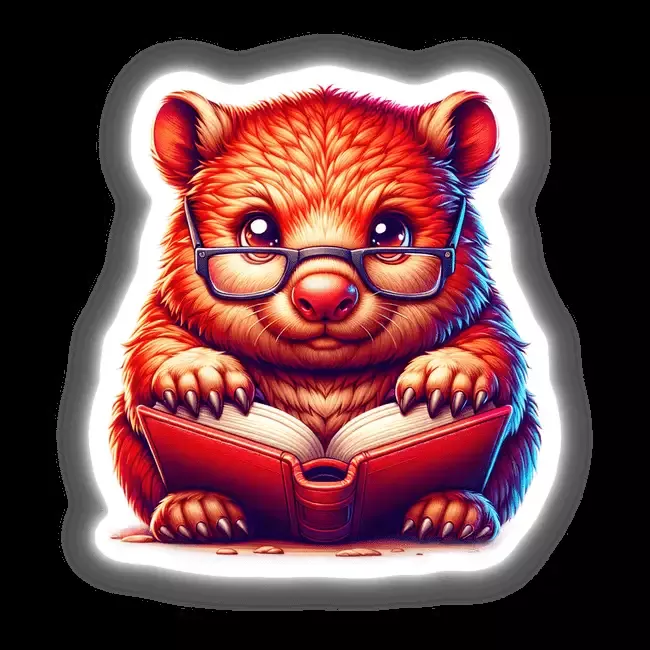 Wombat With Reading Glasses Open Book
