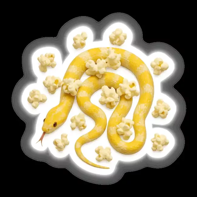 Yellow and White Snake with Popcorn
