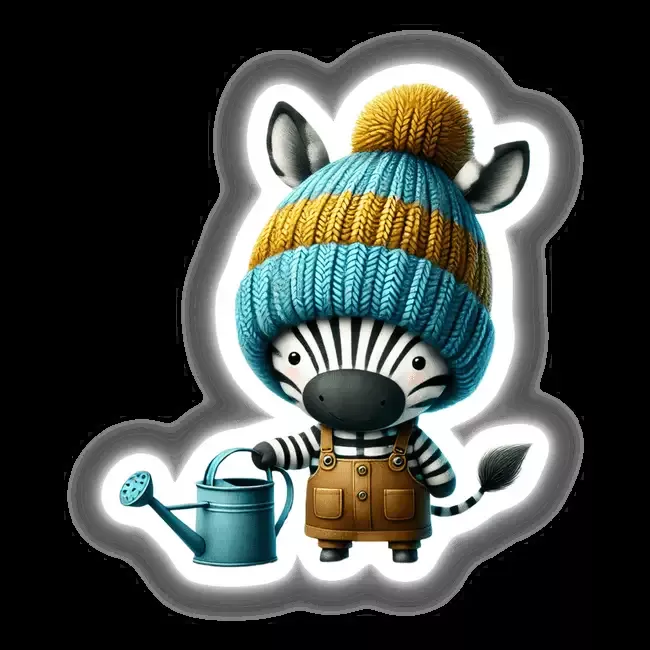 Zebra Gnome with Watering Can