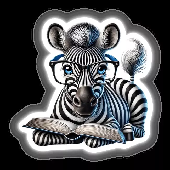 Zebra With Reading Glasses Open Book