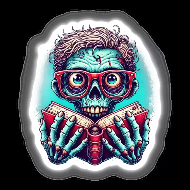 Zombie in Reading Glasses with Book